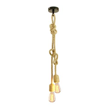 Portia: hanglamp zwart/touw (2-lichts)