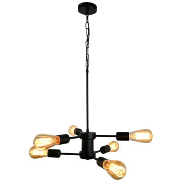 Mira: 6-lichts zwarte hanglamp 