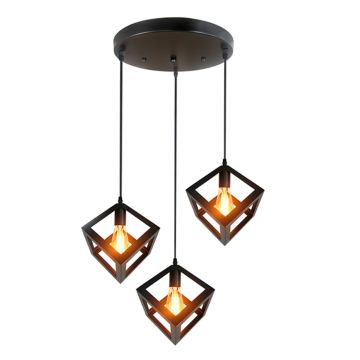 Comet: hanglamp zwart kubus/rond (3-lichts)