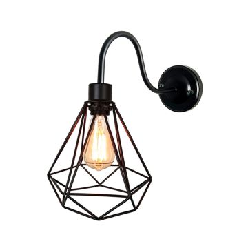 Atlas: zwarte wandlamp met open kap
