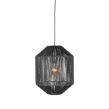 Ibiza: hanglamp cilinder zwart jute (1-lichts)
