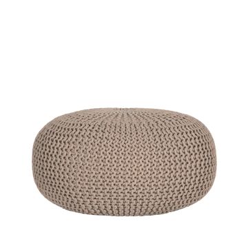 Tricoté: gebreide poef beige L
