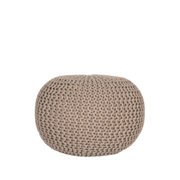 Tricoté: gebreide poef beige M