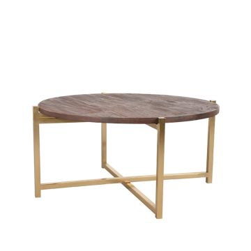 Dox: salontafel espresso mangohout met goud onderstel (70cm)