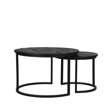 Duo: salontafel zwart mangohout (70 cm)
