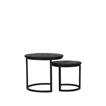 Duo: salontafel zwart mangohout (50 cm)