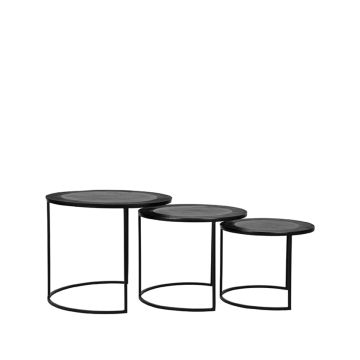 Tres: salontafel set zwart metaal (55 cm)