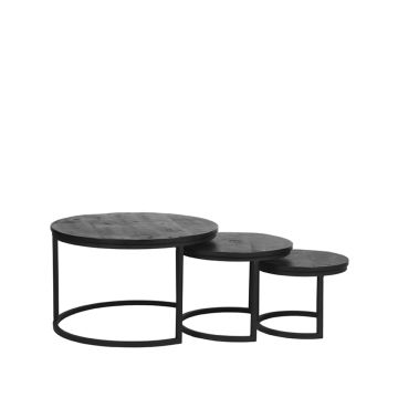Tiga: salontafel set zwart mangohout