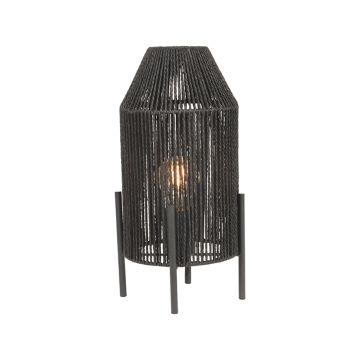 Ibiza: tafellamp zwart jute
