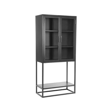 Level: vitrinekast zwart metaal (150 cm)