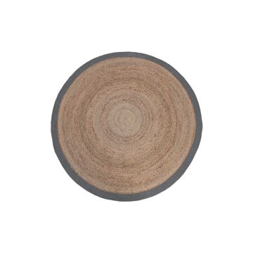 Jute: vloerkleed rond grijs 90x90 cm