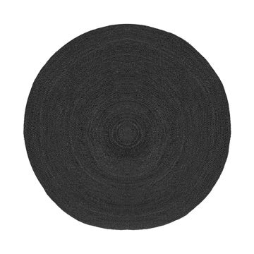 Jute: vloerkleed zwart 180x180 cm