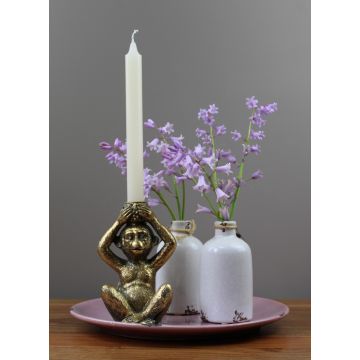 Tafel decoratie set Aap: set met gouden aap en witte vaasjes
