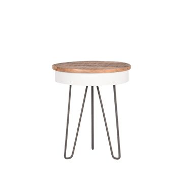 Saria: bijzettafel wit mangohout 44 cm