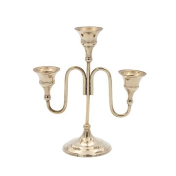 Vintage messing driearmige kandelaar ca. 1900