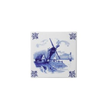 Molen: tegeltje met standaard Heinen Delfts Blauw (13 cm)