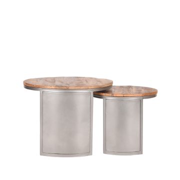 Bunch: salontafel set metaal en mangohout 60 cm