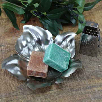 Patchouli/ amber geurblokjes / amberblokjes set, vintage blad schaaltje, rasp