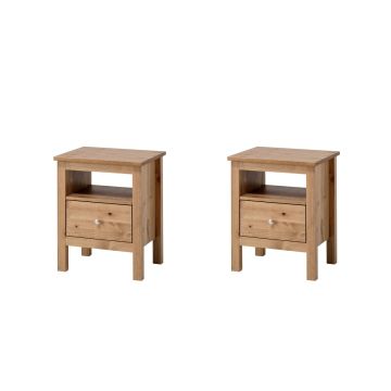 Set van 2 Havuun Vesa nachtkastjes - grenen hout - naturel - 1 lade & open vak - Scandinavisch design