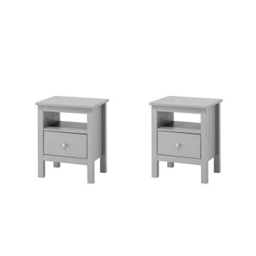 Set van 2 Havuun Vesa nachtkastjes – grenen hout – grijs – 1 lade & open vak – Scandinavisch design