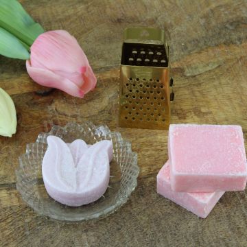 Rose / tulp – geurblokjes / amberblokjes set met kristal schaaltje, rasp – luxe cadeauset