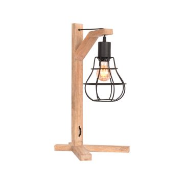 Drop: tafellamp zwart mangohout