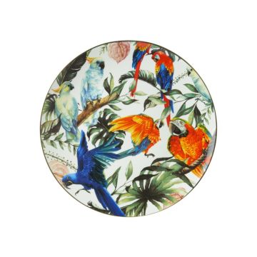 Tropische vogel: wandbord Heinen Delfts Blauw