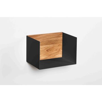 Oakfield Timon: wandplank massief eikenhout 30 cm zwart