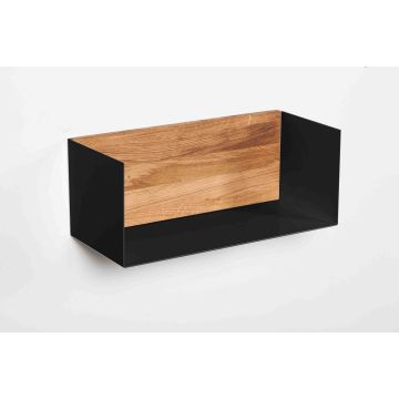 Oakfield Timon: wandplank massief eikenhout 50 cm zwart