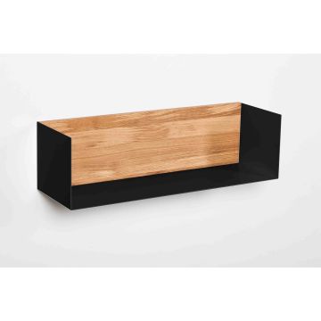 Oakfield Timon: wandplank massief eikenhout 70 cm zwart